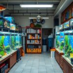 Akvarisztikai bolt akváriumokkal és halakkal