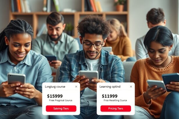 Online angol tanfolyamok árainak összehasonlítása mobilon.