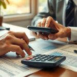 Két ember állampapírról beszélget, pénzügyi dokumentumok felett.