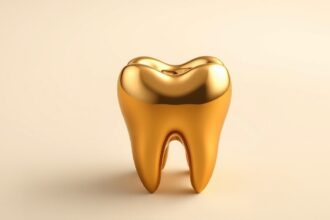 Aranyfog modell, reprezentálja a fogászatot és a fogpótlást.