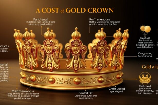 Aranykorona ára és tényezői, beleértve a karátot és a súlyt.