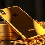 Aranyozott iPhone ékszerekkel és arany tárolókkal