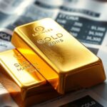 Két aranyrúd gazdasági újság mellett