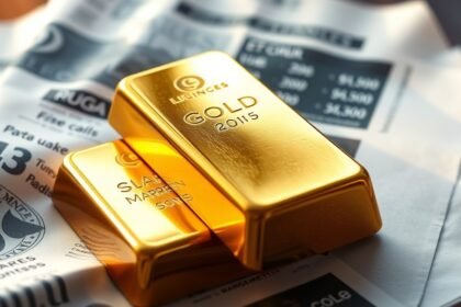 Két aranyrúd gazdasági újság mellett