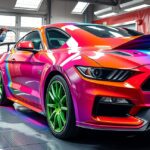 Színes autó fényezése műhelyben