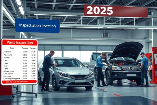 Autó műszaki vizsga 2025-ben, jármű ellenőrzés a garázsban.