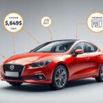 Piros autó a vásárlási és biztosítási költségek részletezésével.