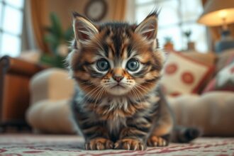 Brit rövidszőrű cica otthoni környezetben
