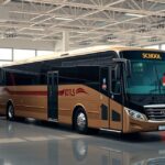 Különböző típusú buszok egy garázsban