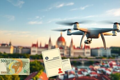 Drón repül Budapest fölött, pénz és engedélyek a háttérben