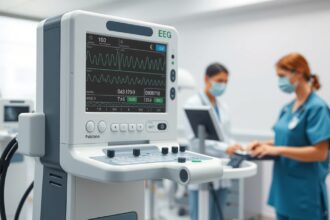 Modern EEG készülék működés közben, orvosi környezetben