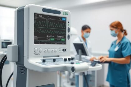 Modern EEG készülék működés közben, orvosi környezetben