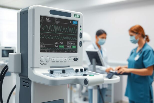 Modern EEG készülék működés közben, orvosi környezetben