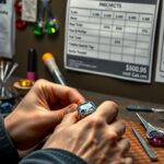 Egy kézműves ékszerész éppen egy egyedi gyűrűt készít.