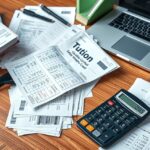 Egyetemi félév költségeinek kiszámítása, számlák és kalkulátor.