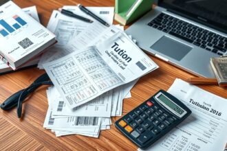 Egyetemi félév költségeinek kiszámítása, számlák és kalkulátor.