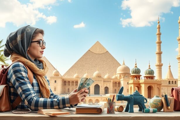 Egyiptomi utazás tervezése nővel a piramisok előtt