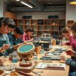 Ékszerkészítő tanfolyam résztvevői kreatívan dolgoznak ékszereken