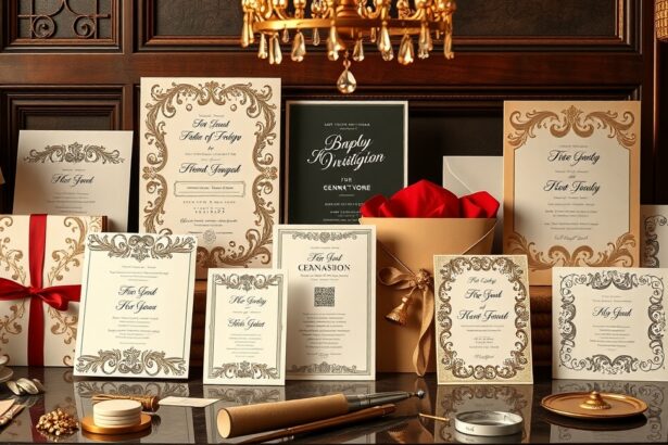 Es wedding invitations displaying various elegant designs and styles.