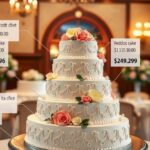 Gyönyörű három rétegű esküvői torta virágdíszítéssel