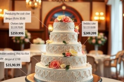 Gyönyörű három rétegű esküvői torta virágdíszítéssel