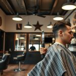 Férfi hajvágás folyamata egy modern fodrászatban