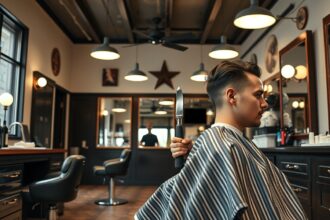 Férfi hajvágás folyamata egy modern fodrászatban