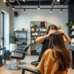 Fodrászati szolgáltatás teljes hajápolással a modern szalonban.