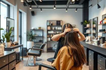 Fodrászati szolgáltatás teljes hajápolással a modern szalonban.