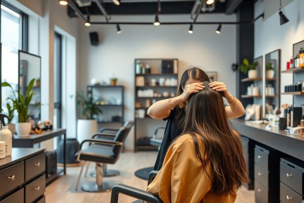 Fodrászati szolgáltatás teljes hajápolással a modern szalonban.