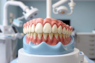 Fogászati híd bemutató modell, fogorvosi rendelőben.