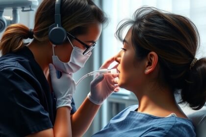 Fülmosás eljárás egy egészségügyi szakemberrel