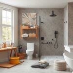 Modern fürdőszoba felújítva, világos tér, stílusos bútorokkal.