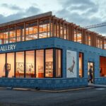 Egy galéria építése folyamatban, részben elkészült épület