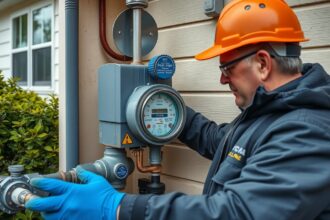 Gázóra felszerelése egy szakember által