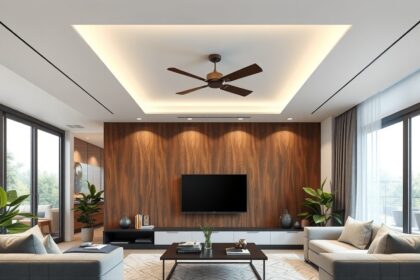 Modern álmennyezet egy elegáns nappaliban