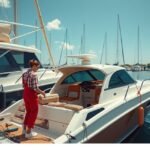 Nő hajóval foglalkozik a kikötőben, a fenntartási költségekről szóló cikkhez kapcsolódóan.