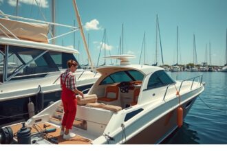 Nő hajóval foglalkozik a kikötőben, a fenntartási költségekről szóló cikkhez kapcsolódóan.