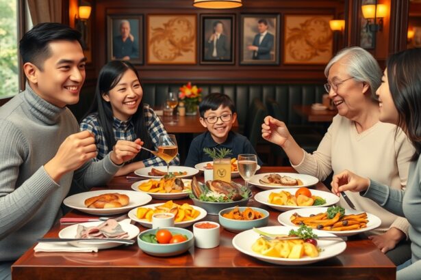 Családi ebéd négy főre egy elegáns étteremben, háromfogásos menüvel