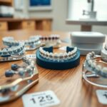 Fogszabályzók különböző típusai az orvosi rendelőben.