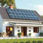 Családi ház napelemekkel és hőszivattyúval a tetőn