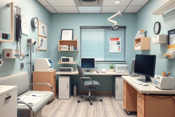 Háziorvosi rendelő belső tér, modern orvosi eszközökkel.