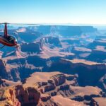 Helikoptertúra a Grand Canyon felett, lélegzetelállító panorámával.