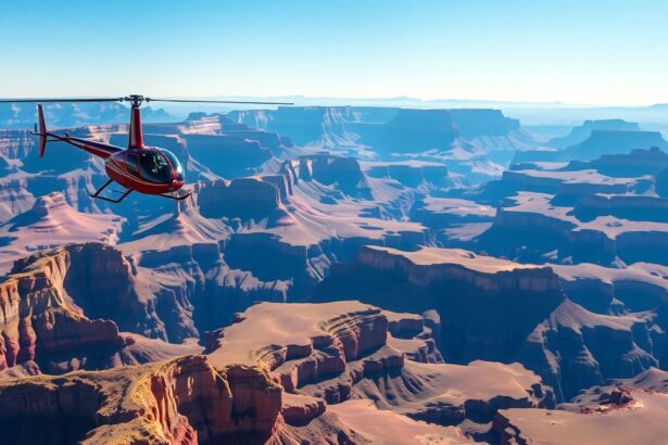 Helikoptertúra a Grand Canyon felett, lélegzetelállító panorámával.