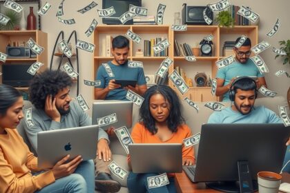 Fiatalok internetről dolgoznak, pénzszórás közben.