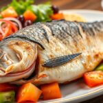 Ínycsiklandó sült hal friss salátával tálalva