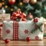 Karácsonyi ajándékcsomag ünnepi díszítéssel