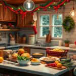 Karácsonyi menü készítése otthon, friss hozzávalók egy konyhában