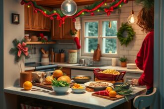 Karácsonyi menü készítése otthon, friss hozzávalók egy konyhában