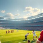 Foci kezdőrúgás egy teltházas stadionban